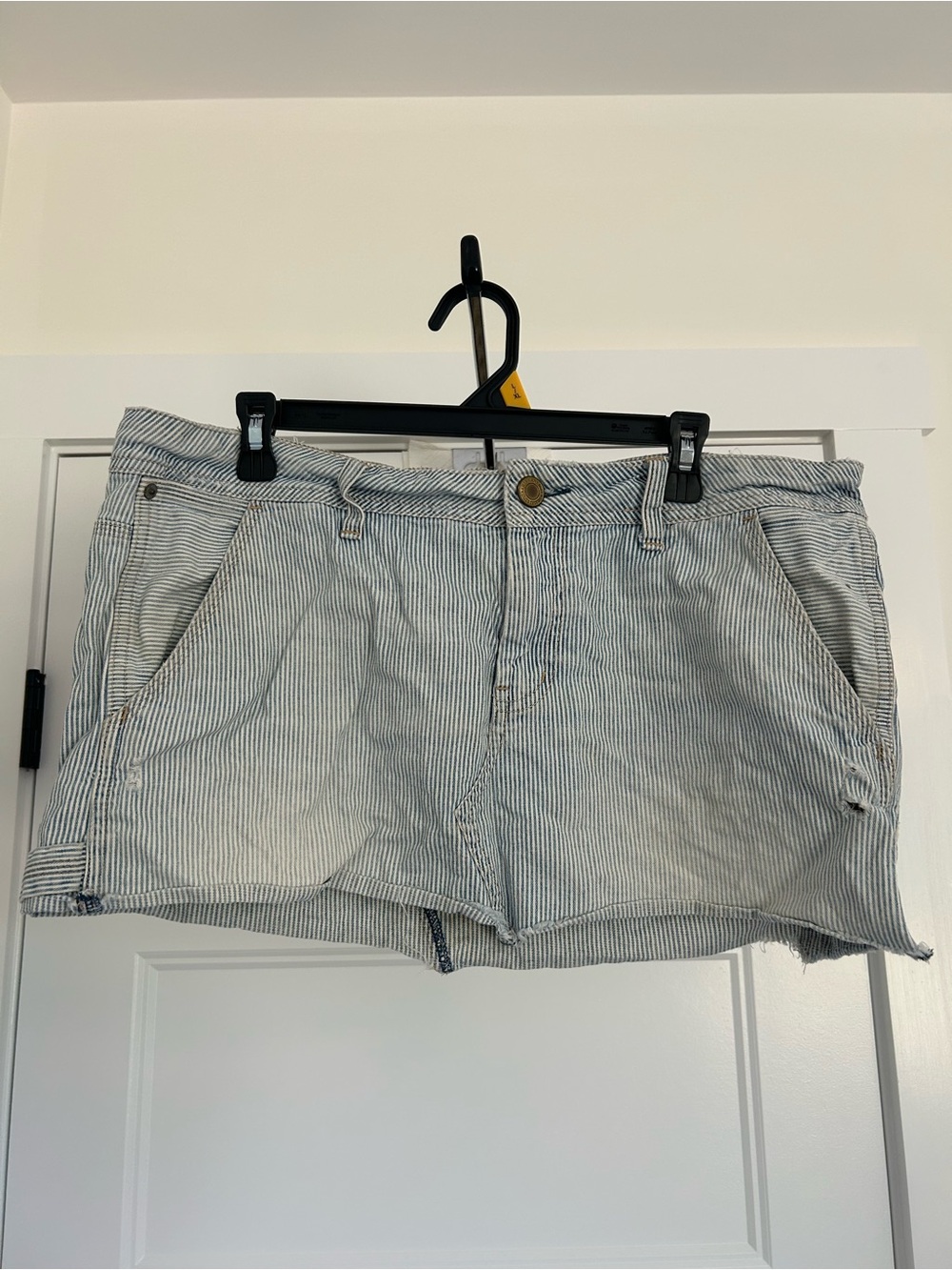 American Eagle Outfitters Blue-White Pinstripe Jean Shorts
